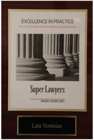 Excellence in Practice Super Lawyers Rising Star 2011 Lara Yeretsian
